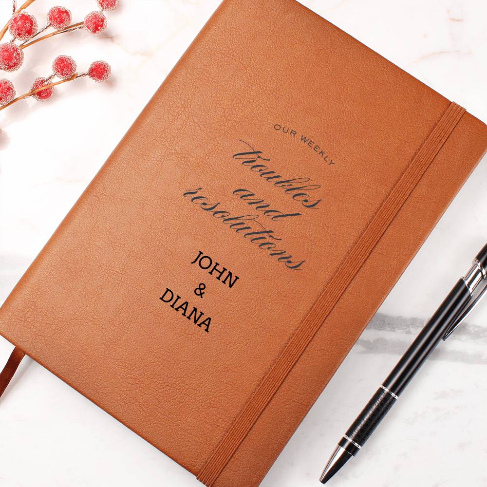 Weekly Troubles And Resolutions Personalized Couples Vegan Leather Journal