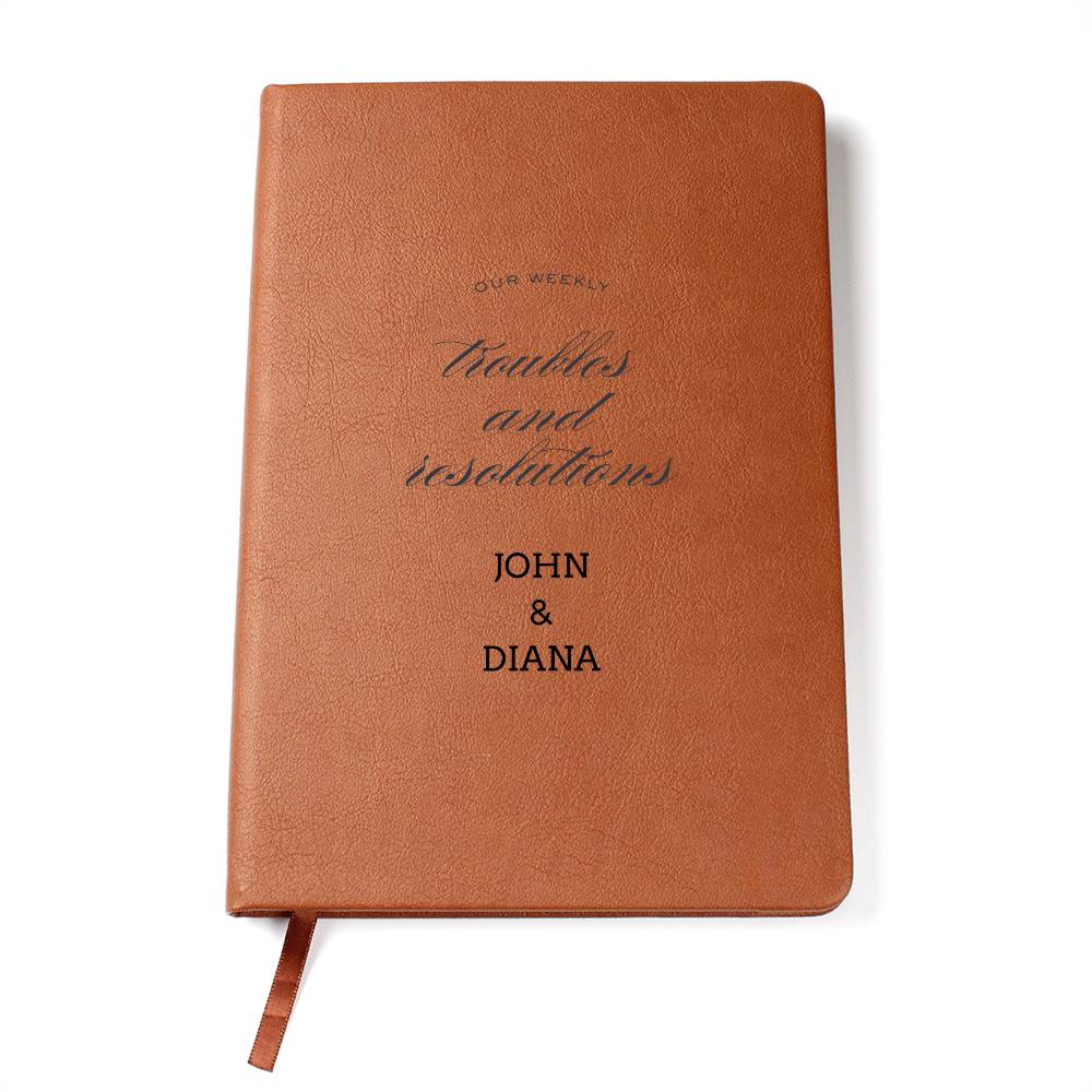 Weekly Troubles And Resolutions Personalized Couples Vegan Leather Journal