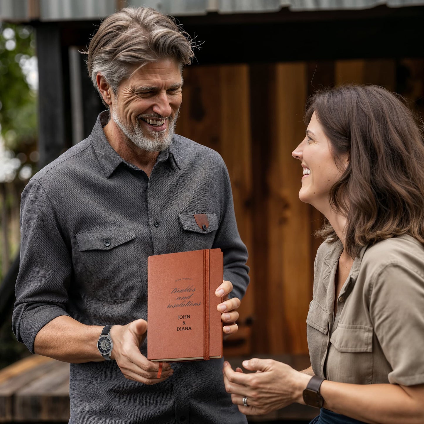 Weekly Troubles And Resolutions Personalized Couples Vegan Leather Journal