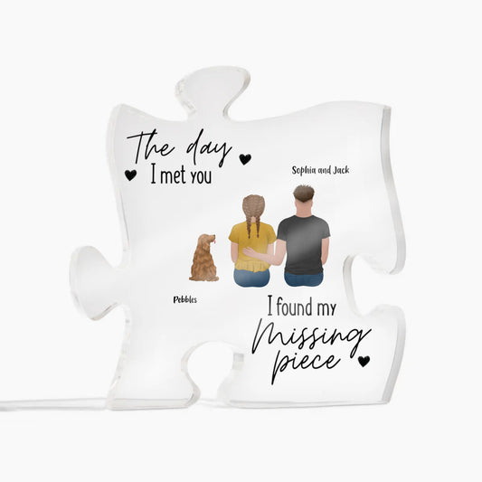 " I found my missing piece" personalized acrylic puzzle plaque